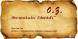 Ohrenstein Zdenkó névjegykártya